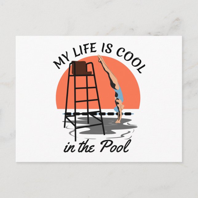 Carte Postale Ma vie est cool dans la piscine - Conception de na (Devant)