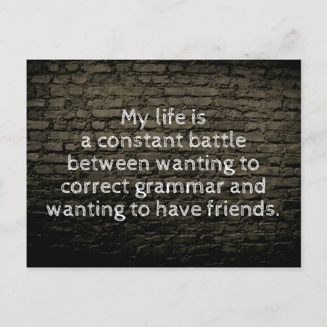 Carte Postale Ma vie est une blague de bataille constante noir (Devant)