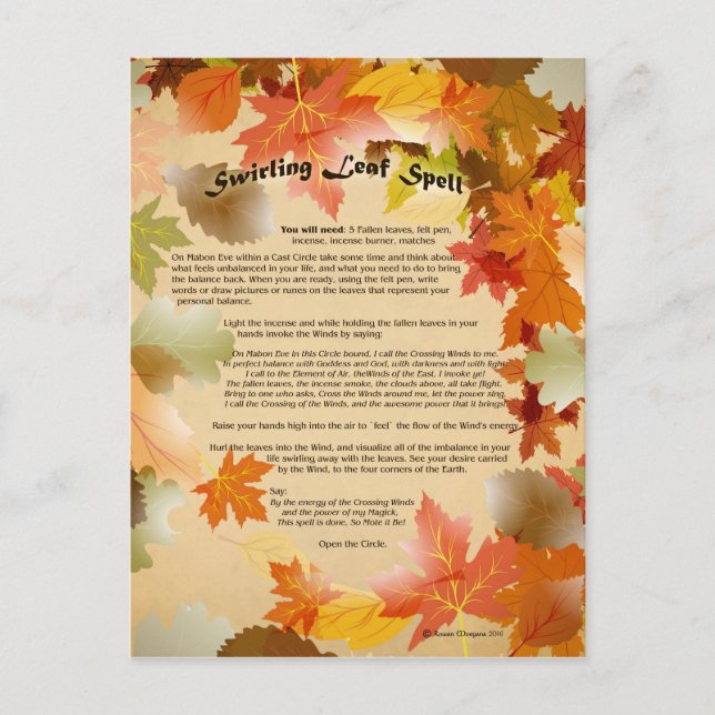 Carte postale Mabon Swirling Leaf Spell (Devant)