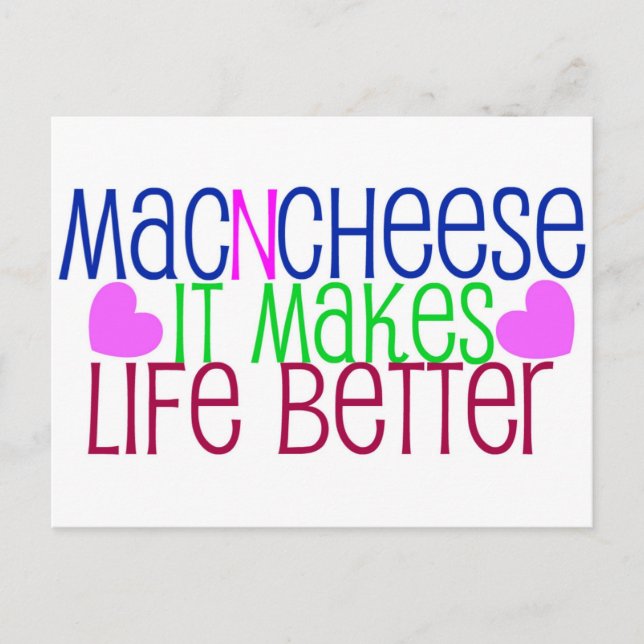 Carte Postale Mac et Cheese Life (Devant)