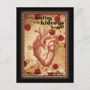 Carte Postale Macabre Littéraire Témoin Coeur avec Citation