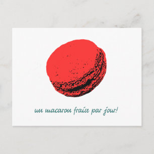 Carte Postale macaron aux fraises
