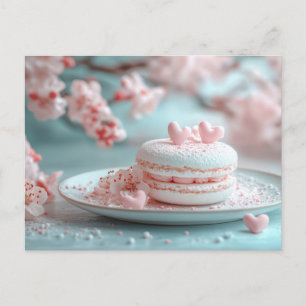 Carte Postale Macaron doux avec coeur Saint-Valentin
