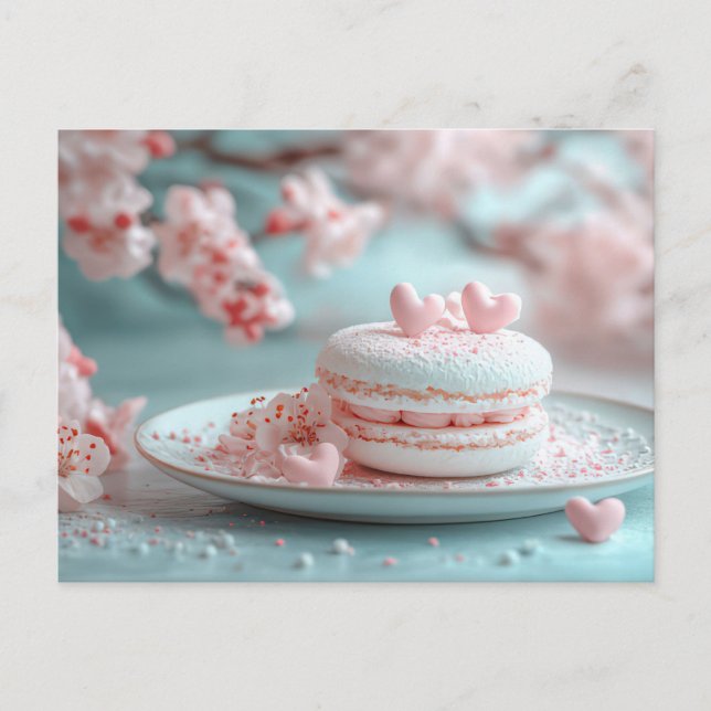 Carte Postale Macaron doux avec coeur Saint-Valentin (Devant)