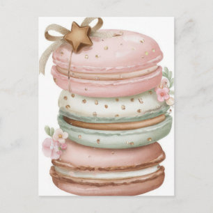 Carte Postale Macarones de Noël pastel festifs et élégants