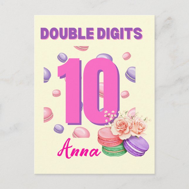 Carte Postale Macarons Adolescente Fille Anniversaire Double Chi (Devant)