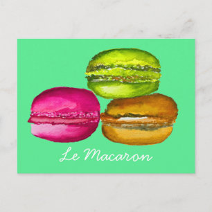 Carte Postale Macarons colorés aquarelle art funky