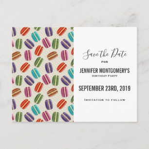 Carte Postale Macarons Parisiens Colorés Motif Save the Date