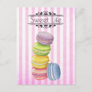 Carte Postale Macarons Pastel Français Pastel Aquarelle