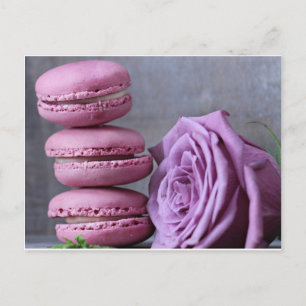 Carte Postale Macarons roses Purple Rose Pâtisserie française Ca