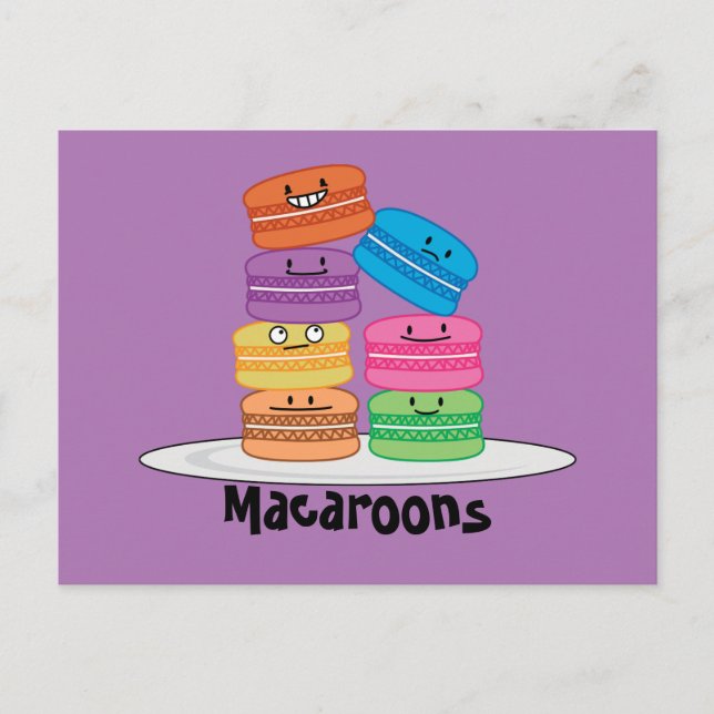 Carte Postale Macaroon Macarons Cookie dessert sucré français (Devant)