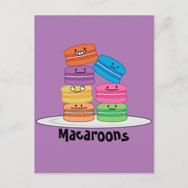 Carte Postale Macaroon Macarons Cookie dessert sucré français (Devant)