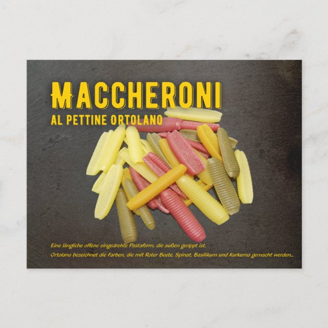 Carte Postale Maccheroni al pettine Recette italienne (Devant)