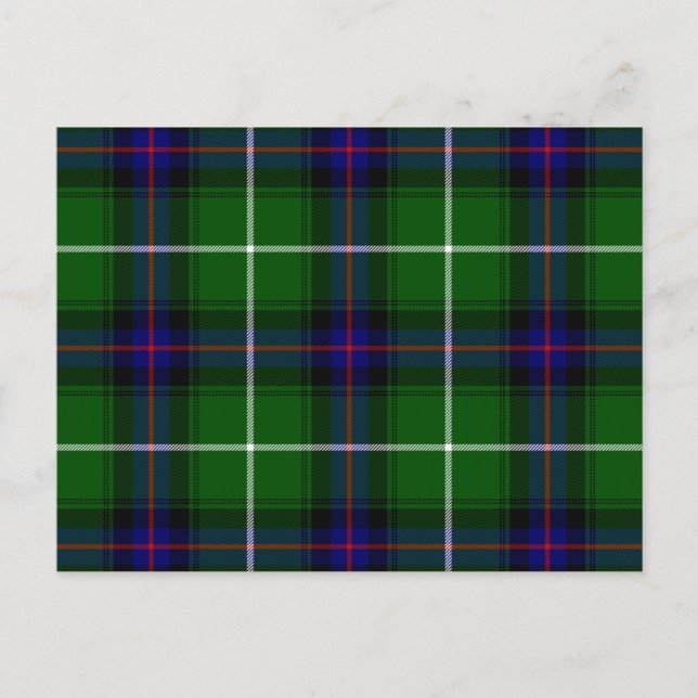 Carte Postale MacDonald tartan bleu vert plaid (Devant)