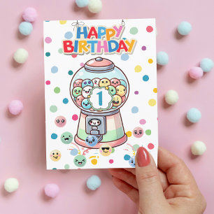 Carte Postale Machine à Balle de Gomme de Premier Anniversaire D