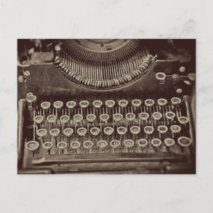 Carte Postale Machine à écrire ancienne de style sépia vintage