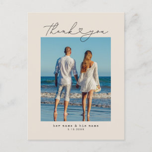 Carte Postale Machine à écrire minimaliste pour Mariage de coeur