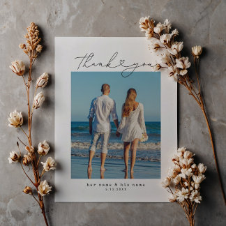 Carte Postale Machine à écrire minimaliste pour Mariage de coeur