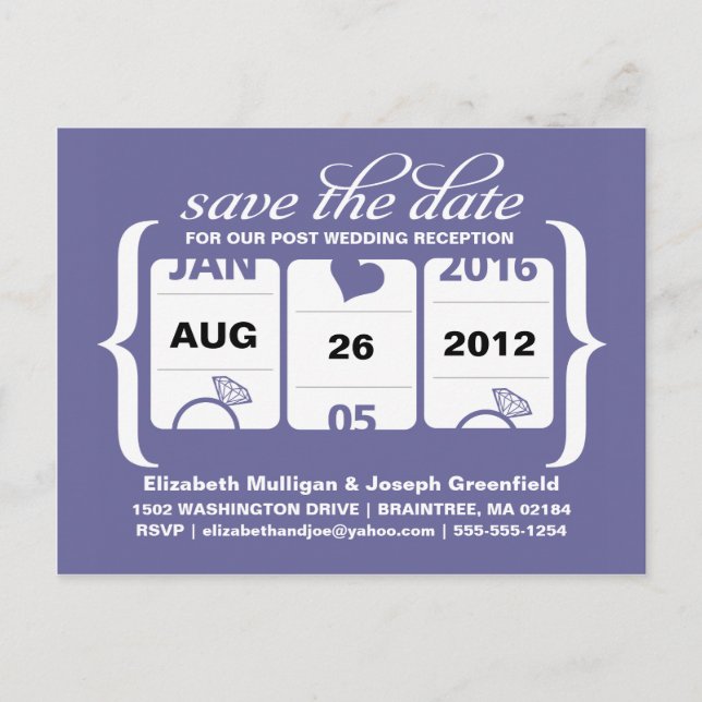 Carte Postale Machine à sous Réception de mariage après mariage (Devant)