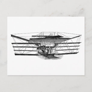Carte Postale Machine à vol à quatre ailes vintage