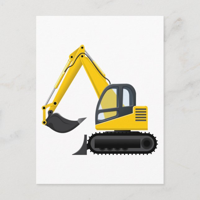 Carte Postale Machine de construction d'excavateur jaune et noir (Devant)