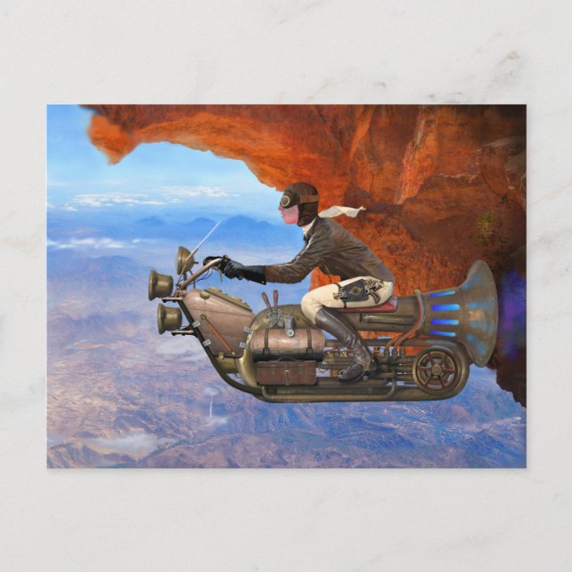 Carte Postale Machine volante Steampunk (Devant)