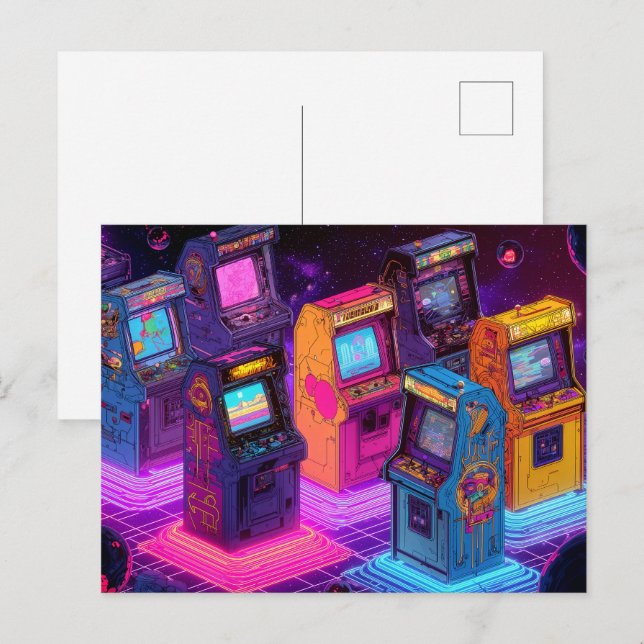 Carte Postale Machines de jeux vidéo rétro (Devant / Derrière)