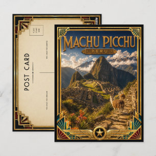 Carte Postale Machu Picchu Pérou Citadelle Inca Vintage Art Déco