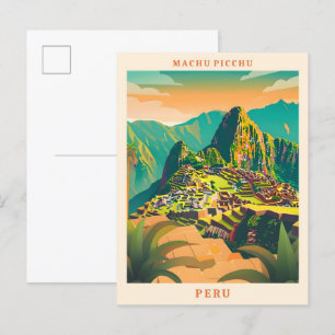 Carte Postale Machu Picchu Pérou Élégant Vintage voyage d'art