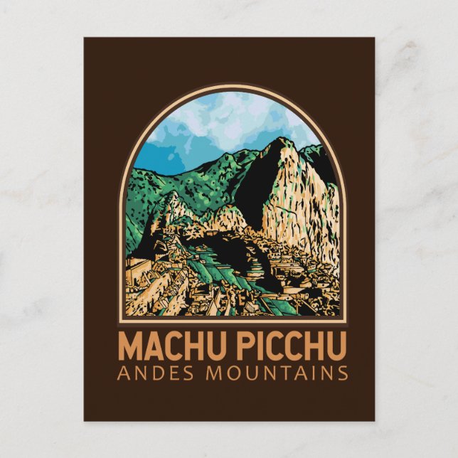 Carte Postale Machu Picchu Pérou Emblem Vintage (Devant)