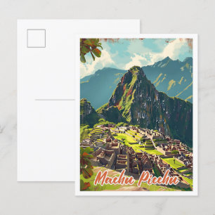 Carte Postale Machu Picchu Pérou Illustration de voyage artistiq