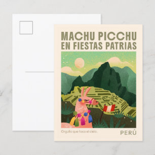 Carte Postale Machu Picchu Pérou Illustration Vintage d'art Voya