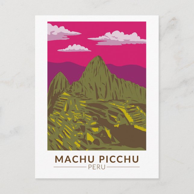 Carte Postale Machu Picchu Pérou Voyage Art Retro (Devant)