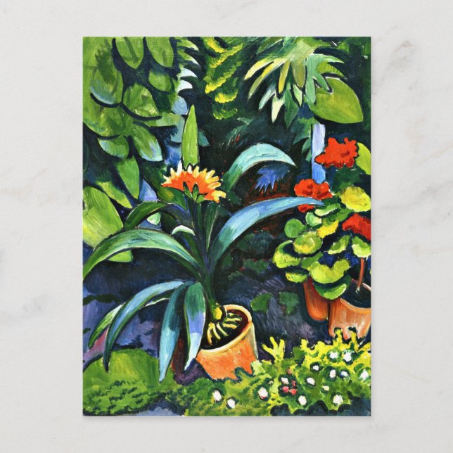 Carte Postale Macke - Fleurs dans le jardin (Devant)