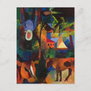 Carte Postale Macke - Paysage avec vaches, voilier, et...