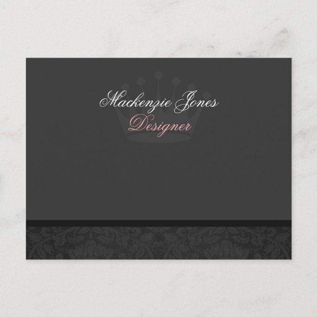 Carte Postale Mackenzie #1 Black Damask Chic Bowcard (Devant)