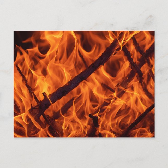 Carte Postale Macro de flamme de feu dans la cheminée (Devant)