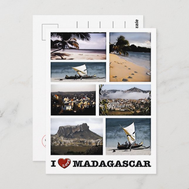 Carte Postale Madagascar I Love - Mosaïque - (Devant / Derrière)