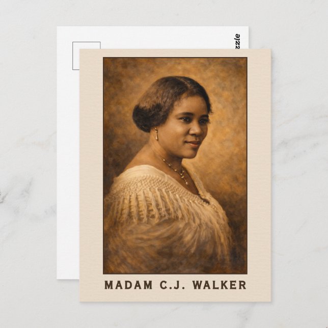 Carte Postale Madam C.J. Walker Portrait Art (Devant / Derrière)