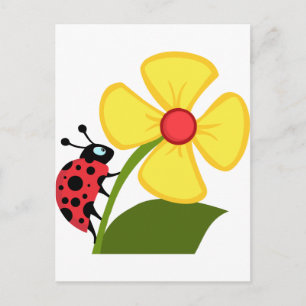 Carte Postale Madame Bug sur la fleur jaune