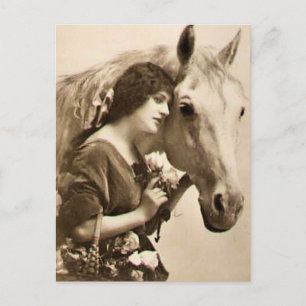 Carte Postale Madame et cheval