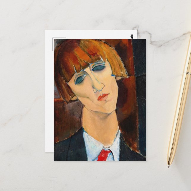 Carte Postale Madame Kisling, 1917 par Amedeo Modigliani (Devant/Arrière en situation)