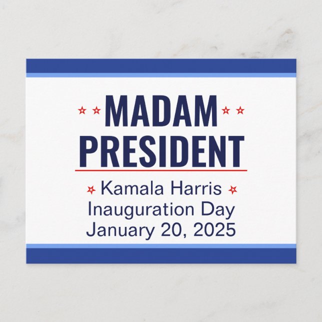 Carte Postale Madame la Présidente Kamala Harris Inauguration (Devant)