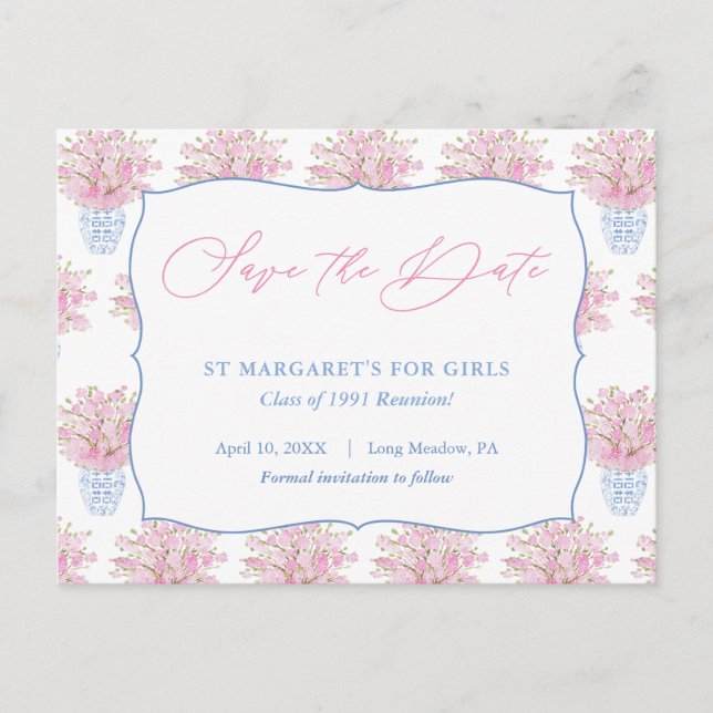 Carte Postale Madame Réservez la date pour la Réunion d'annivers (Devant)