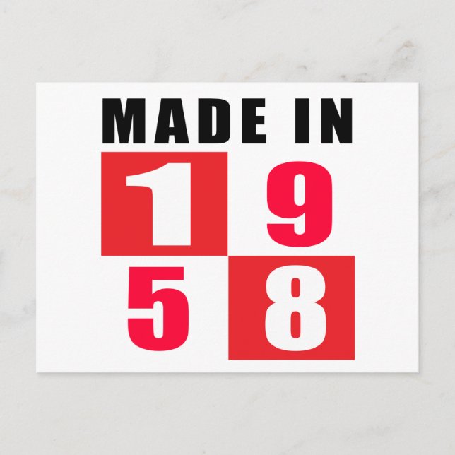 Carte Postale Made in 58 Birthday Designs (Devant)