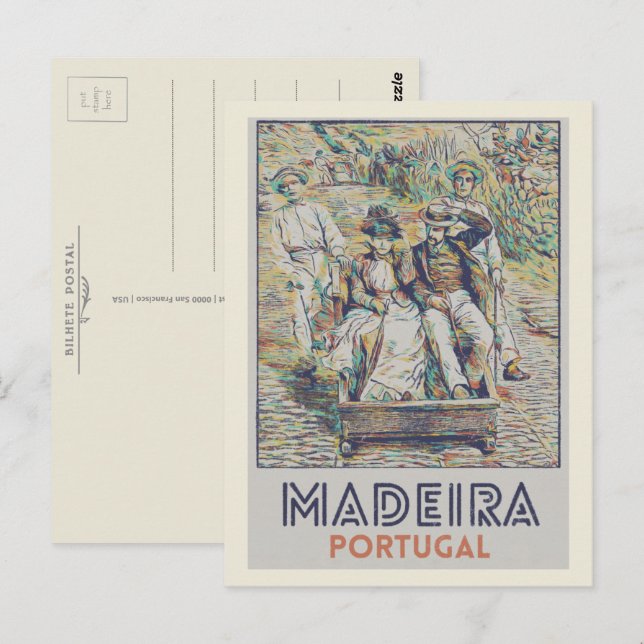 Carte Postale Madeira carreiros do monte illustration Portugal (Devant / Derrière)