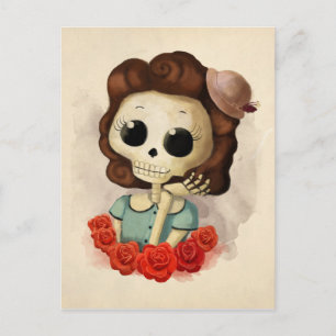 Carte Postale Mademoiselle Death et Roses