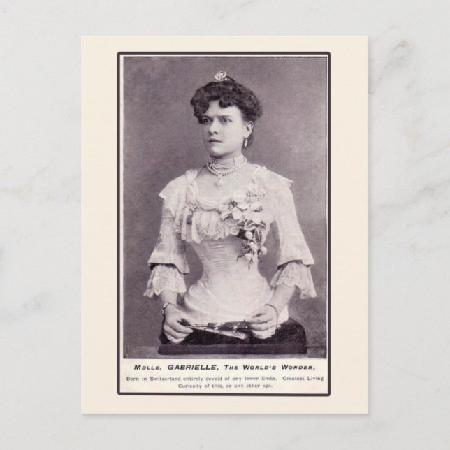 Carte Postale Mademoiselle Gabrielle La Demi-Femme, sur les Cart (Devant)