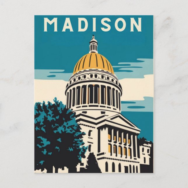 Carte Postale Madison, Wisconsin, Vintage du Capitole (Devant)