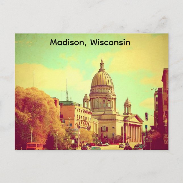Carte Postale Madison, Wisconsin, Vintage du Capitole (Devant)